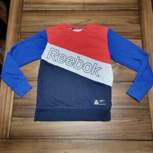 Reebok LS Kids Crewneck Unisex Red White & Blue Sweatshirt - Size Medium (8)
